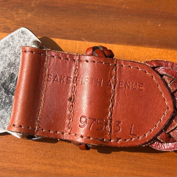 Saks Leather Woven Belt Brown Size Large Great Condition - Picture 6 of 7